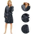 thumbnail image 3 of U2SKIIN Women Hooded Fleece Robe, Short Plush Robes for Womens With Hood Soft Warm Spa Bathrobe（Dark Grey-hooded, Large-X-Large）, 3 of 6