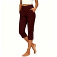 thumbnail image 4 of QSAWXQZ Women's Capri Dress Pants High Waist Straight Leg Split Hem Stretch Trousers with Pockets Casual Work Bottoms 2XL, 4 of 8