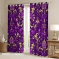 thumbnail image 2 of Feelyou Retro Fashion Damask Blackout Curtains Set of 2 (52x84 Each), Western Mandala Paisley Window Curtains, Purple Gold Boho Flower Curtains and Drapes, Living Room Curtains Decor, 2 of 6