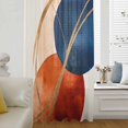 thumbnail image 6 of Navy Blue Burnt Orange Sheer Curtains 45 Inches Long, Geometric Modern Boho Art Light Filering Curtains, Breathable Simi Curtain Privacy Drapes for Kitchen Bathroom Lightweight Small Window Treatment, 6 of 9