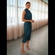 thumbnail image 5 of Vestido de Satén de Verano 2025 para Mujer, Elegante, Sin Mangas, con Cuello Alto, para Cóctel o Fiesta. Azul Marino XL, 5 of 10