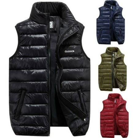 Men´s Winter Outdoor Casual Stand Collar Quilted Down Puffer Vest Coats (L,
