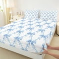 thumbnail image 3 of Feelyou Girls Cute Bow-tie Queen Sheet Sets, Kawaii Bowknot Ribbon Flat Sheet, Blue Cartoon Theme Queen Fitted Sheet, Super Cozy Room Decor, 4-Piece, 3 of 7