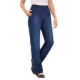 thumbnail image 2 of Woman Within Plus Size Perfect Back-Elastic Gap-Free Straight-Leg Cotton Jeans, 2 of 6