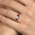thumbnail image 4 of Gem Stone King 18K Rose Gold Plated Silver White Created Sapphire and Red Created Ruby Engagement Ring for Women | 2.20 Cttw | Round 6MM | Gemstone September Birthstone | Size 6, 4 of 6