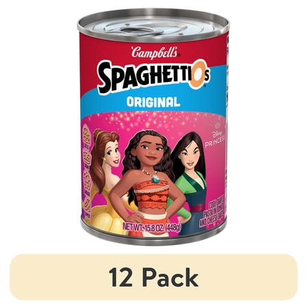 (12 pack) SpaghettiOs Original Disney Princess Shapes Canned Pasta, 15.8 oz Can