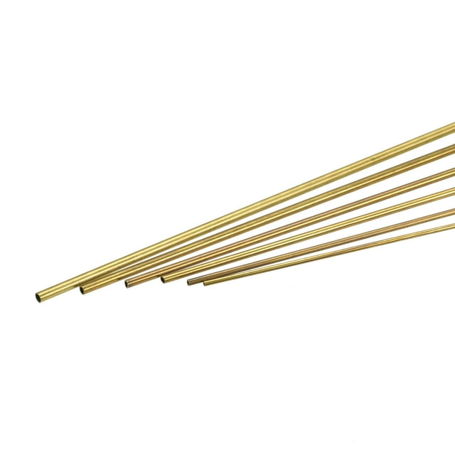 Latón Tubo, 1mm 1,2mm 1,4mm 1,6mm 1,8mm 2mm OD x 0,2mm Pared Grosor 300mm Longitud Metal Tubo, Paquete de 6