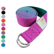 Wacces D-Ring Buckle Cotton Yoga Straps Bands - Best for Stretching - Rose,Pink,Black - 8 Feet