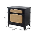 thumbnail image 5 of Dana 27 Inch Bedside Table, 2 Rattan Drawers, Pine Wood, Black, Brown- Saltoro Sherpi, 5 of 5