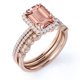 thumbnail image 3 of JeenMata Juego de Trío de Anillos de Boda de 1,75 Quilates con Morganita y Moissanita Creadas para Ella en Oro Rosa, 3 of 4