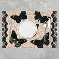 thumbnail image 2 of Manfei Black Butterfly Placemats Set of 4 for Girls Women, Vintage Rose Floral Table Mats for Dining Table Set of 4, Baroque Mandala Table Place Mats for in Door Dining, Stylish Dining Room Decor, 2 of 4