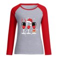 thumbnail image 4 of Tops de mujer Camisas Blusas Elegante Casual Camisas de manga larga Cuello redondo Raglan Color a juego Navidad Copa de vino Estampado de camiseta Top Cuello redondo Top / Camisa Odeerbi ODB-5, 4 of 7