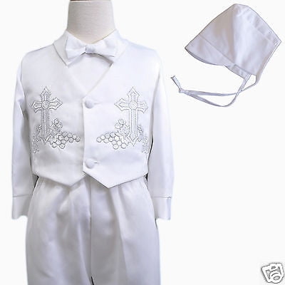 New Baby Boy Toddler Christening Baptsim Suit Gown XS-4T New born-4 years old 