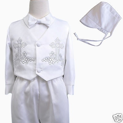 

Baby Boy & Toddler Christen Baptism vest shorts Suit Gown Outfits sz XS-4T white