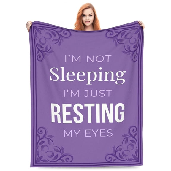 Birthday Throw Blanket, Flannel Funny Resting Eyes Quote Print, All Season Throw, Warm Plush Soft Cozy Blanket 50x40