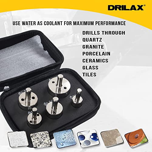 DRILAX Diamond Hole Saw Drill Bit Set with Storage Case 5-Piece 3/4, 1, 1-1/4, 1-1/2, 1-3/4 inch