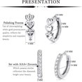 thumbnail image 3 of 2Pairs Sterling Silver Small Hoop Earring Cubic Zirconia Cartilage Pierced Cute Huggie Tiny Hoops Earring, 3 of 7