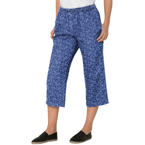 ladies capri pants with elastic waist