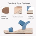 thumbnail image 3 of Ataiwee Women's Platform Wedge Heel Sandals - Open-Toe Adjustable Elastic Strappy, lightweight Rubber Sole, Comfortable Insole, Casual Summer Strappy Sandals., 3 of 6