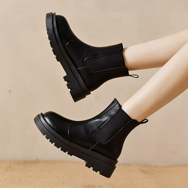 Moda Botas Para Mujer Cortas Botas Cortas De Punta Redonda Para