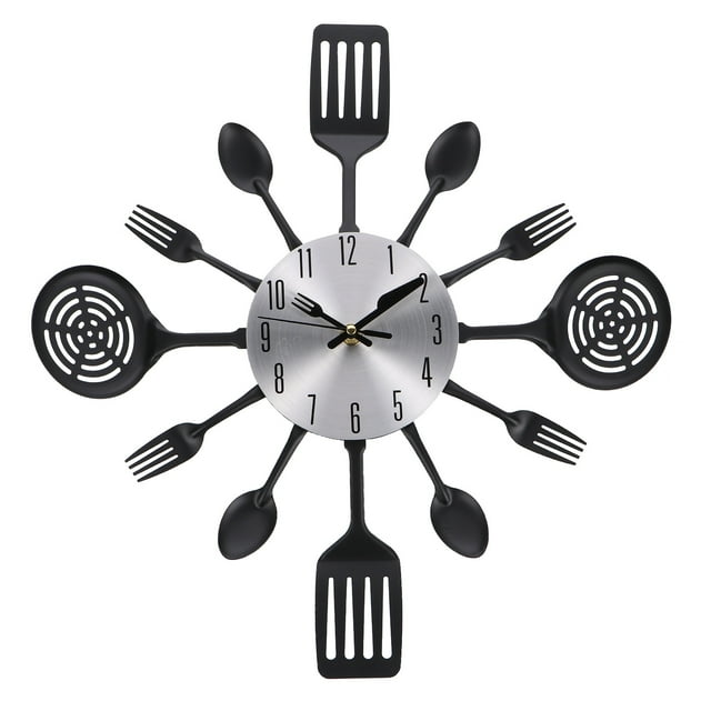 MasteelfCA 1Pc Creative Wall Hanging Clock Kitchen Cutlery Wall Clock with Forks and Spoons
