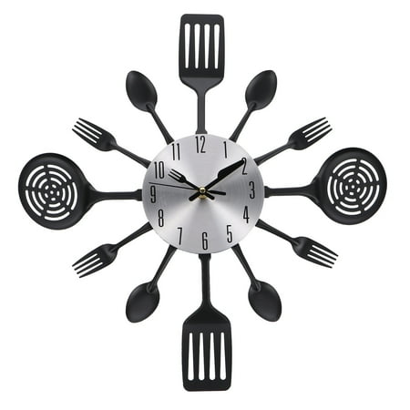 Milisten Quiet Sweep Wall Clock with Stainless Steel Cutlery Design for Kitchen and Home Decor, 1 Piece