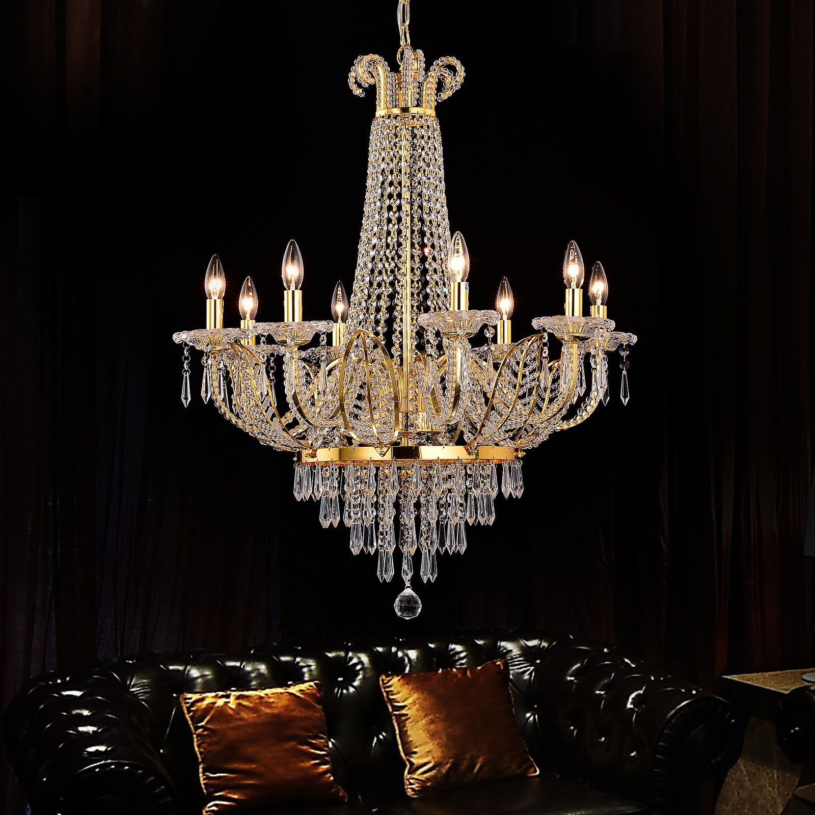 Warehouse of Tiffany Stavith Crystal and Metal 8-light Chandelier