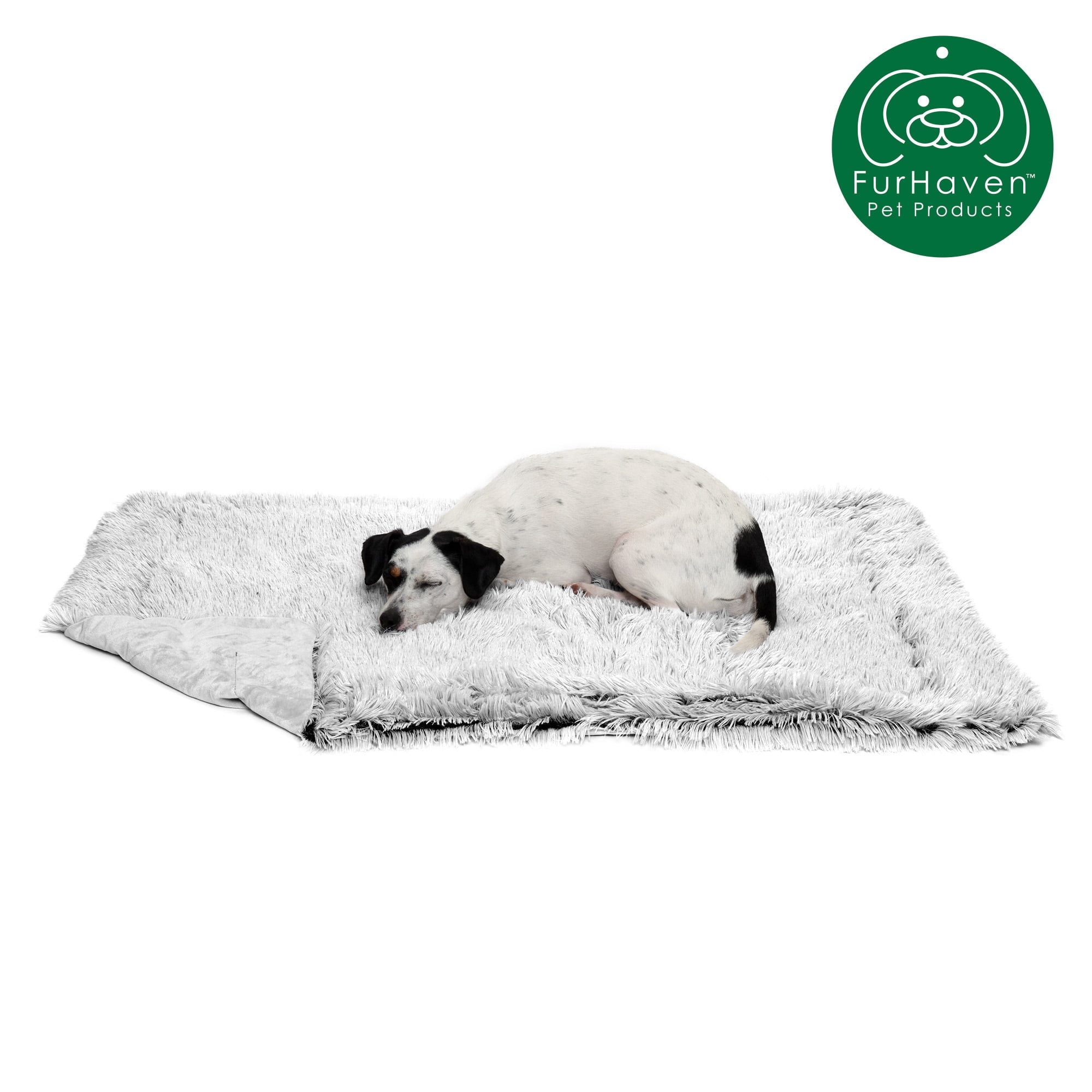 FurHaven Pet Products Long Faux Fur & Velvet Water-Repellent Pet Blanket for Dogs & Cats - Mist Gray, Medium