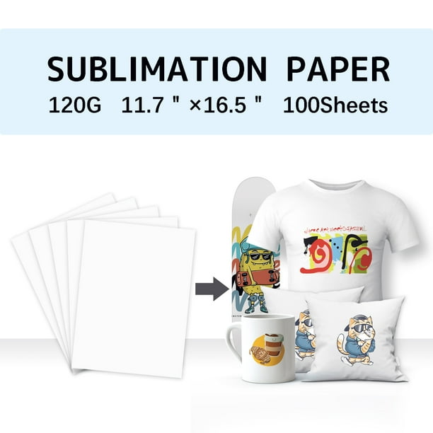 120g Sublimation Paper Heat Transfer 100 A3 11.7''x16.5'' Compatible with Inkjet Printer