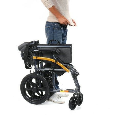 Adjustable Transport Wheelchair with Big Rear Wheels ...