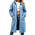 thumbnail image 2 of Smsaxvxz Women's Sweatshirt Casual Solid Zip Up Hoodies Loose Fit 2026 Fall Fashion Long Jacket Coat Light Blue XL, 2 of 8