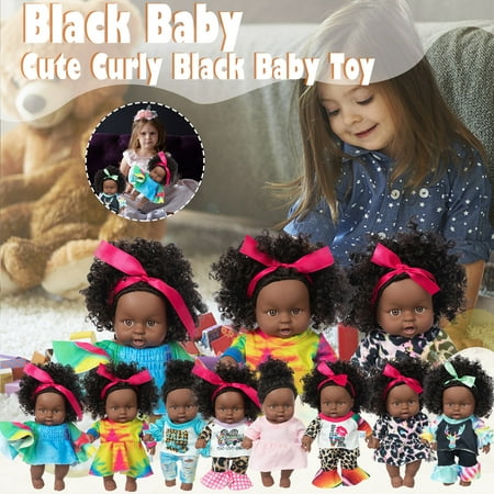 CYBIBO Reborn Baby Dolls Clearance Toys Girls! Black Black Baby Cute Curly Black 8-Inch Vinyl Baby Toy