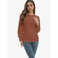 thumbnail image 3 of Women's Fall Puff Long Sleeve Tunic Tops Pleated Crew Neck Shirts Blouses Casual Loose T-Shirts, 3 of 6