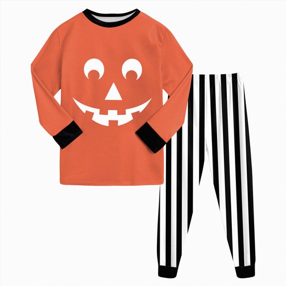 Cdudpw Girls Halloween Pajamas Sleepwear Two Piece Set Halloween Jammies Outfit(A018-Light Purple)