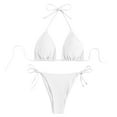 thumbnail image 5 of TEVEQ Women's Solid Color Triangular Cup Bikini Neck Strappy Two Swimsuit Swim Suits for Women 2025 Bikini Sets for Women Bathing Suit for Women Bikini 2025 New Triangle Bikini Sets White M, 5 of 5