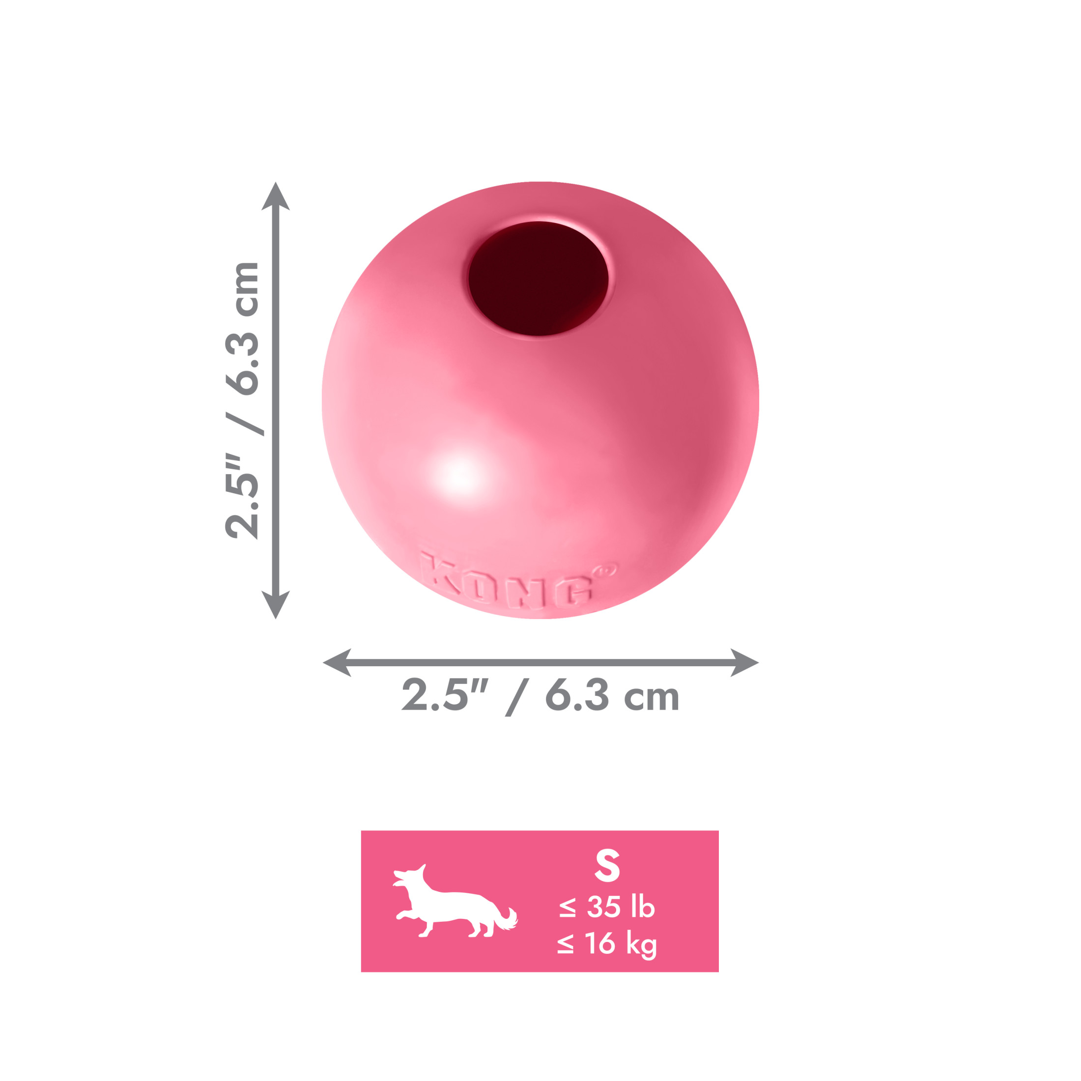 KONG® Puppy Puncture Resistant Ball with Hole, Pink, Small for Beginner Chewers