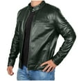 thumbnail image 4 of Tauxra Men's Leather Jacket Men's Big and Tall Solid Color Leather Jacket with Zipper Pocket Long Sleeved Stand Up Collar Classic Basic Outwear, 4 of 4