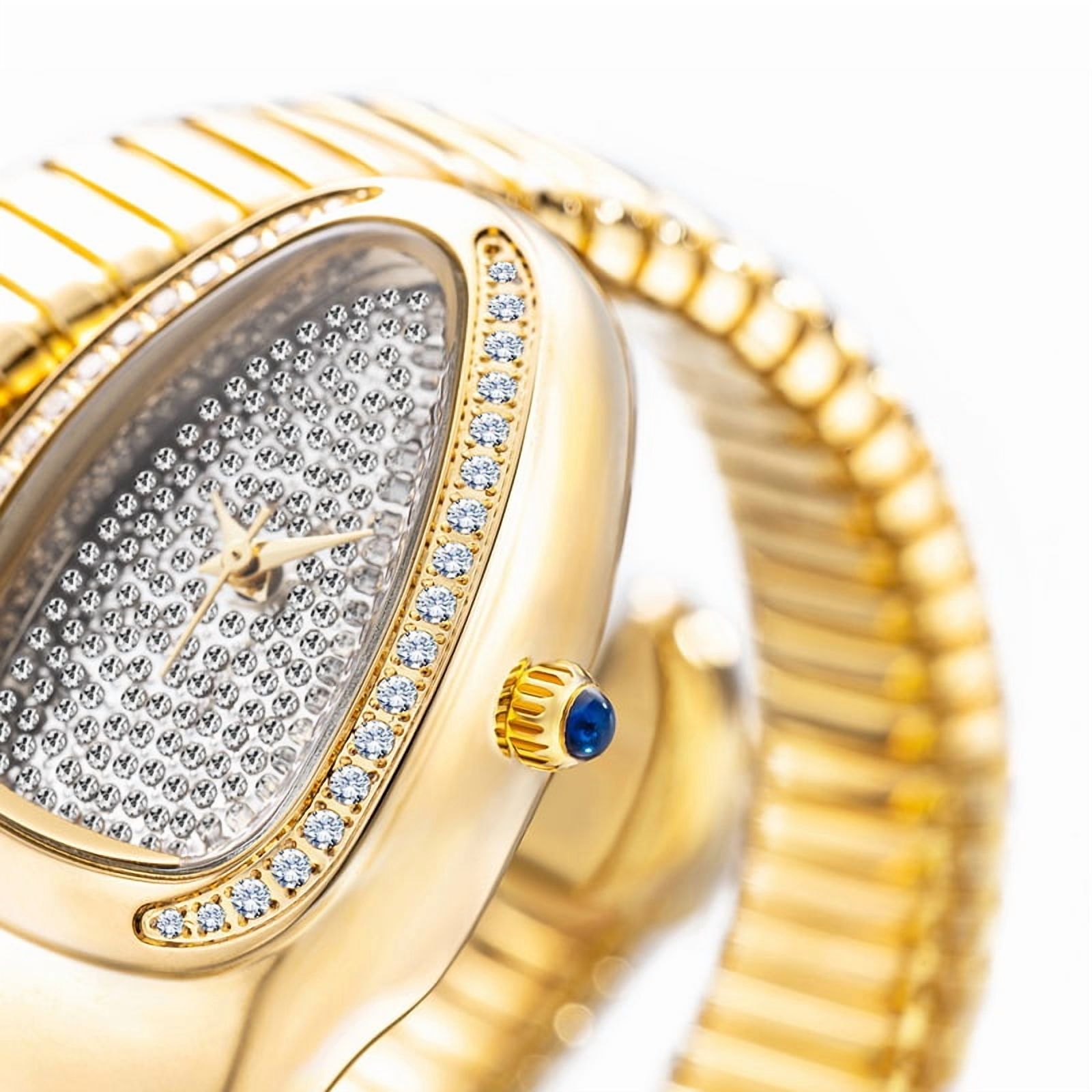 Gold Snake Women Watch Full Steel Quartz Wristwatches Hip Hop Bracelet Watch