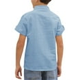 thumbnail image 3 of Langwyqu Short Sleeved Solid Color Boys Henley Blouse Children Button Tops With Pocket For 3-14 Years, 3 of 5