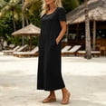 thumbnail image 6 of Bxsruta Womens Casual Maxi Dress Short Sleeve Scoop Neck Loose Flowy T-Shirt Dresses with Pockets, 6 of 7