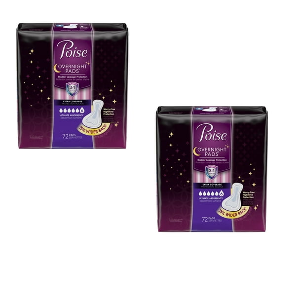 Poise Overnight Incontinence Pads for Women, Ultimate Absorbency, Extra