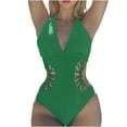 thumbnail image 2 of Spring Saving GaThRRgYP Womens Swimsuits One Piece,Women's Retro Bow Solid Color Swimsuit Conservative Jumpsuit Bodysuit Swimsuit, 2 of 6