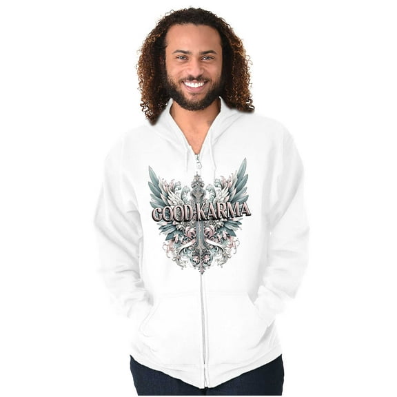 Goth Good Karma Filagree Cross Zip Up Hoodie Men's Women's Brisco Brands S
