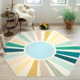thumbnail image 2 of CAROMIO Boho Area Rug Washable Rug Sun Print Area Rug Modern Abstract Area Rug Bohemian Distressed Throw Rugs, 4.6' x 4' Blue, 2 of 7