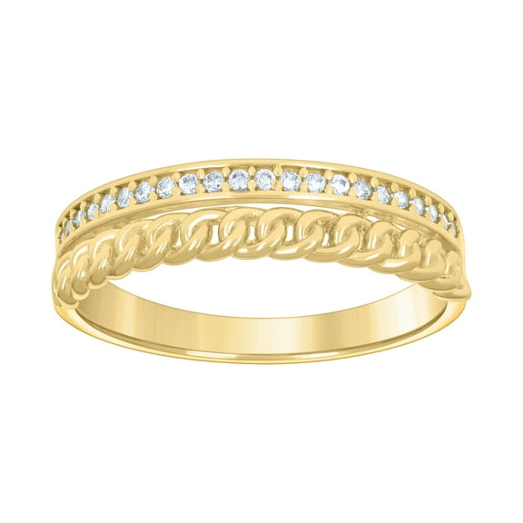 10kt 10k Yellow Gold Womens Cubic-Zirconia Single Row CZ Cuban Link Fashion Ring