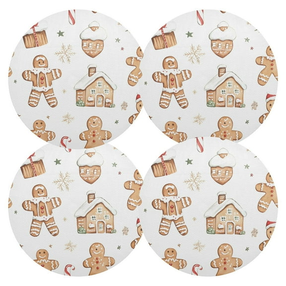 Ryvnso Watercolor Christmas Round Plate Mats Dining Table Placemat Set of 4 for Holiday Decoration