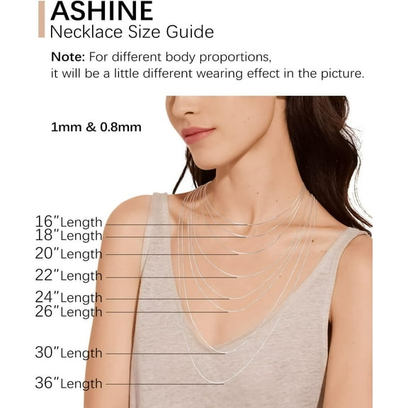 925 Sterling Silver 1Mm & 0.8 Italian Box Chain Necklace 16" - 30" With Silver Polishing Cloth/Thin & Strong Necklace For Women Available In 15 Lengths[o4600]