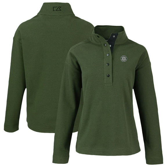 Women's Cutter & Buck Green Seattle Mariners Hunts Point Eco Half-Snap Jacket