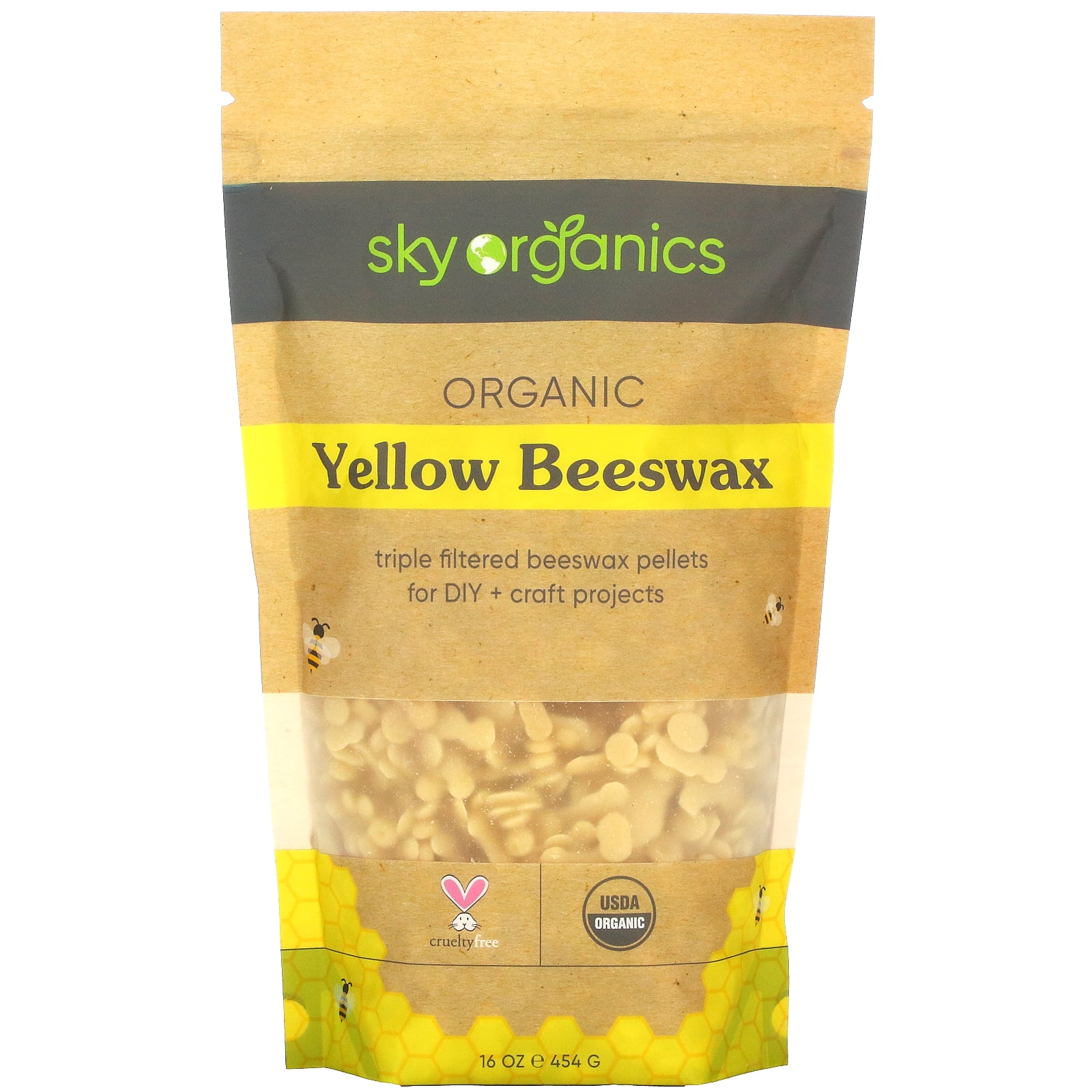 Sky Organics USDA Organic CrueltyFree White Beeswax Pellets, 1 lb