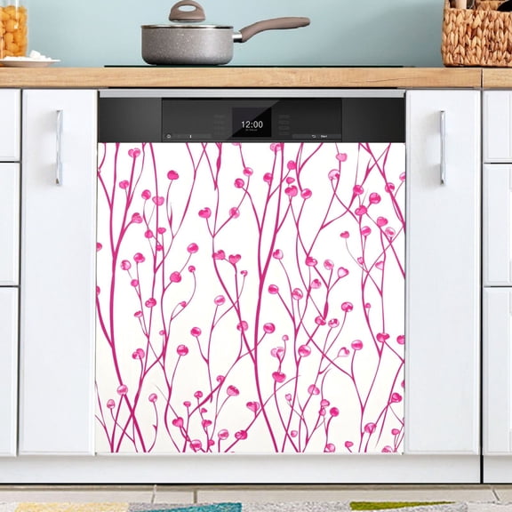 Ryvnso Floral with Heart Shape Dishwasher Magnetic Refrigerator Magnet Cover Kitchen Home Decorative 23"x26"